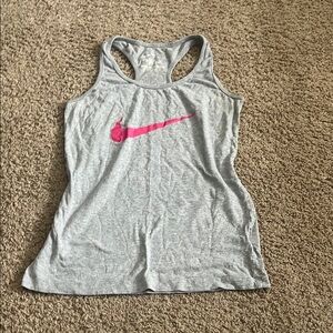 Nike Gray and Pink Fitted Sleeveless Tank Top